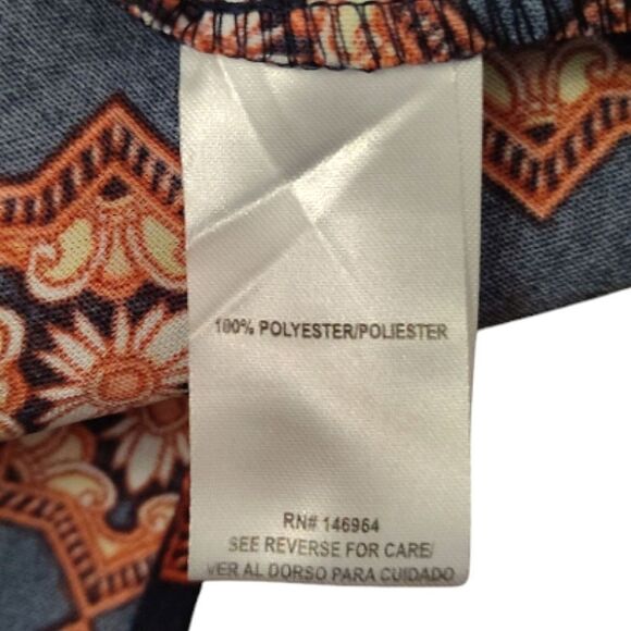 Isabel & Nina Navy Blue Red Multi Printed Short Sleeve Midi Tiered Dress Large - Picture 12 of 14